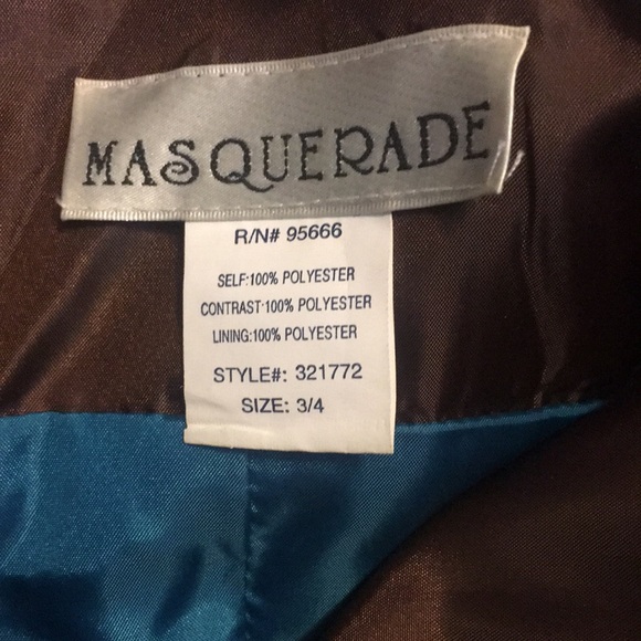 Brown with teal flower accents and cummerbund - Picture 5 of 5